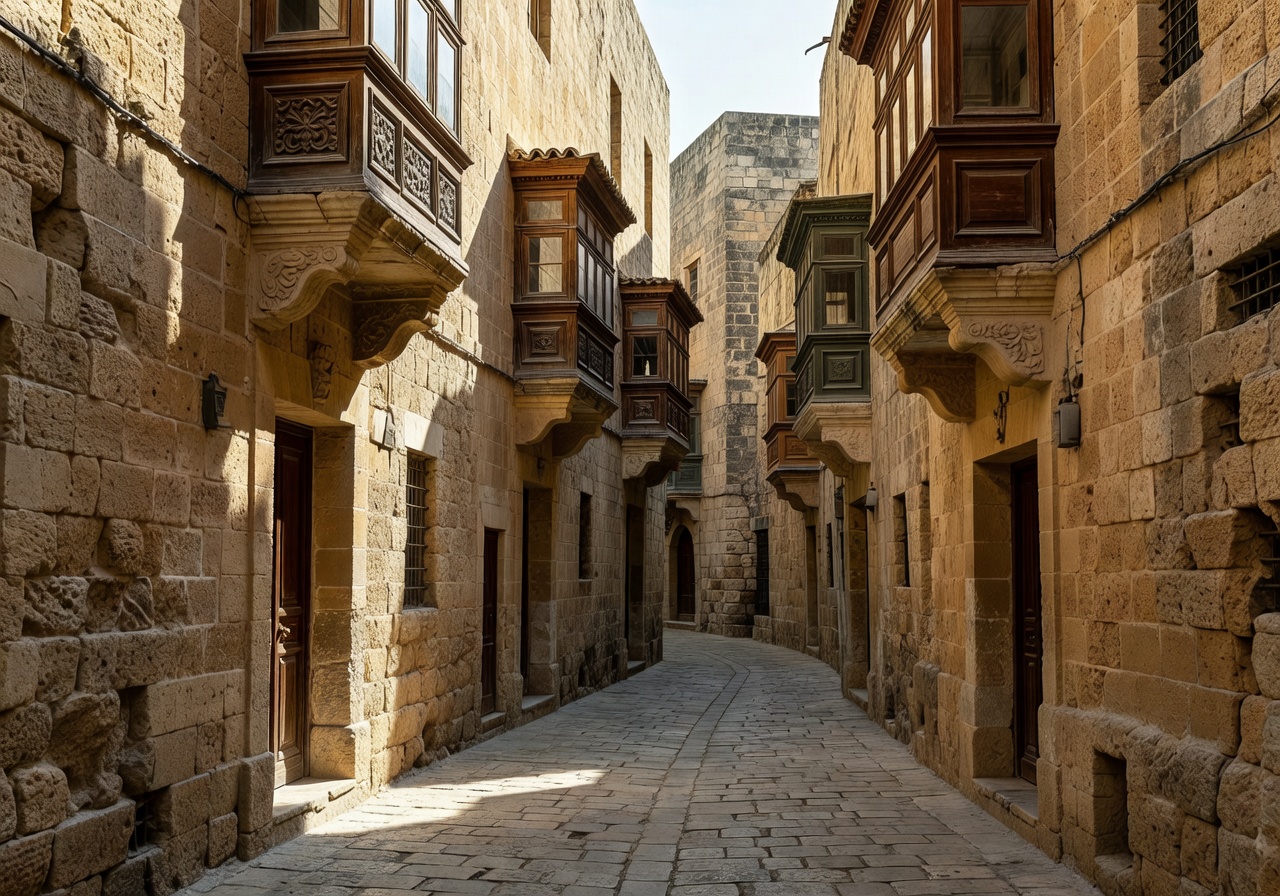 Narrow medieval street in Mdina Malta with limestone walls and ornate balconies known as the Silent City